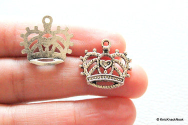 Silver Tone Crown Princess Charms Collection x 6